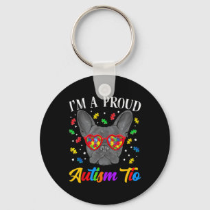 Autisme Tio Franse Bulldog hond Puzzel Gles Sleutelhanger