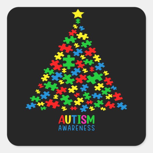 Autisme Tree-kerstliefdesautisme-cadeautjes Vierkante Sticker (Voorkant)