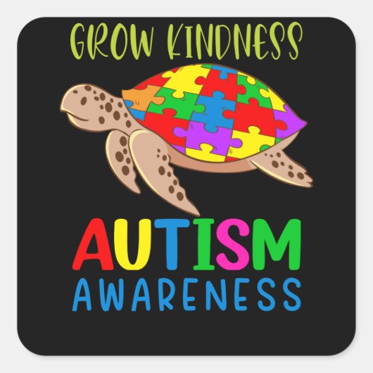 Autisme Turtle Love Autism Awareness Vierkante Sticker (Voorkant)