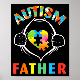 Autisme Vader Superheld Puzzel Hart Bewustzijn Sup Poster