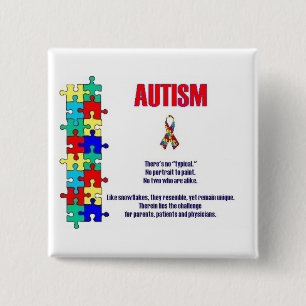 Autisme Vierkante Button 5,1 Cm
