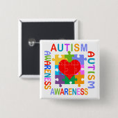 Autisme Vierkante Button 5,1 Cm (Voorkant /achterkant)
