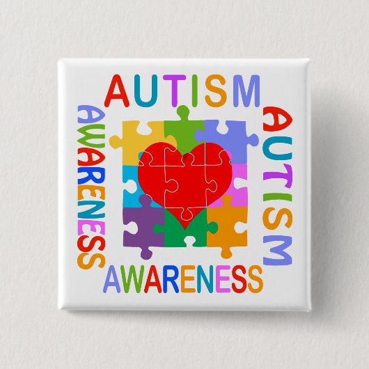 Autisme Vierkante Button 5,1 Cm (Voorkant)