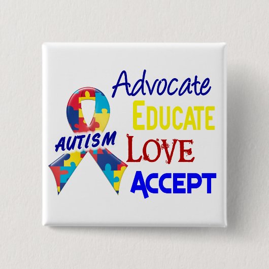 Autisme Vierkante Button 5,1 Cm (Voorkant)
