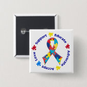 Autisme Vierkante Button 5,1 Cm (Voorkant /achterkant)
