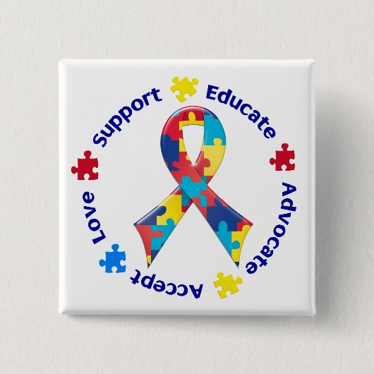 Autisme Vierkante Button 5,1 Cm (Voorkant)
