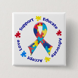 Autisme Vierkante Button 5,1 Cm