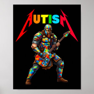Autisme Viking gitaarspeler rockmuziek autisme Poster