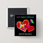 Autisme Vlinders in Hart Vierkante Button 5,1 Cm (Voorkant /achterkant)