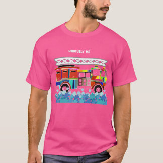 Autisme Vuurtruck puzzelstukjes T-shirt