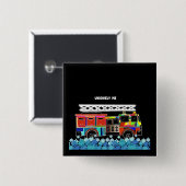 Autisme Vuurtruck puzzelstukjes Vierkante Button 5,1 Cm (Voorkant /achterkant)