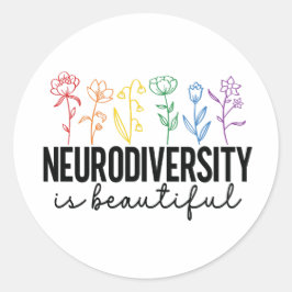 Autisme Wildflower, ADHD, Speciaal rood leraar Ronde Sticker