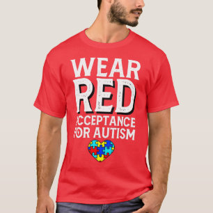 Autisme wordt april Draag Rode Acceptatie voor Aut T-shirt