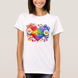 Autismebewustzijn Hart Puzzel Coquette Lint T-shirt