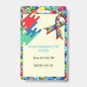 Autismehulp hond ID kind of volwassene Badge (Achterkant)