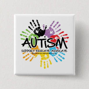 Autismhanddruk Vierkante Button 5,1 Cm