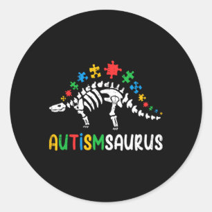 Autismsaurus Dinosaurus Jongens Kinder Peuter Auti Ronde Sticker