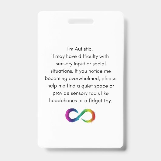 Autistic Accommodation Badge (Front)