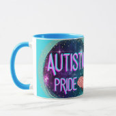 Autistic Pride Blauwgroen Brain Coffee Mok (Links)