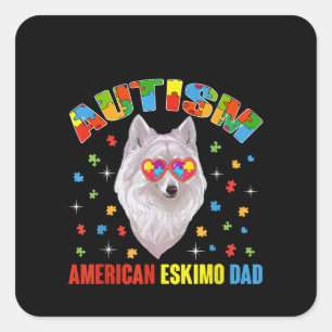 Autistisch Autism American Eskimo Dad Puzzle Pie Vierkante Sticker