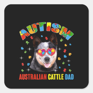 Autistisch   Autism Australian Cattle Dad Puzzle Vierkante Sticker