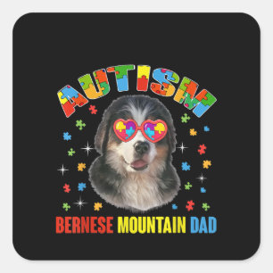 Autistisch Autism Bernese Mountain Dog Dad Puzzl Vierkante Sticker