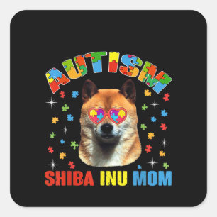 Autistisch   Autism Shiba Inu Mam Puzzle Piece Vierkante Sticker