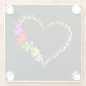 Autistisch | Autisme — Heart Puzzle Piece Glazen Onderzetter (Achterkant)