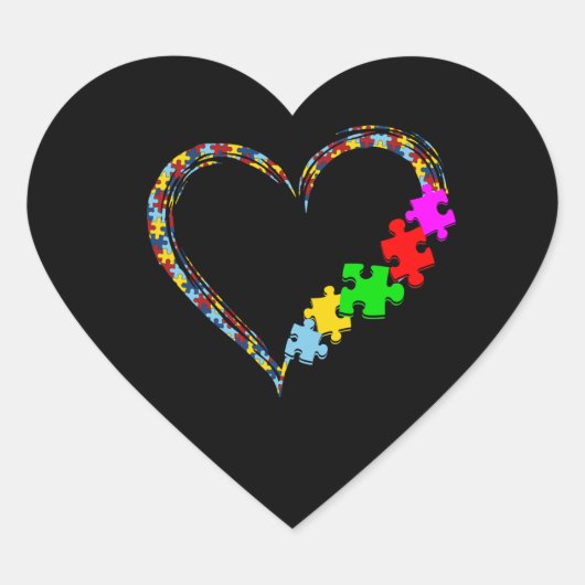 Autistisch | Autisme — Heart Puzzle Piece Hart Sticker (Voorkant)