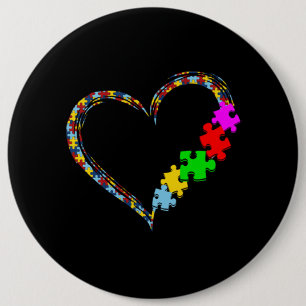 Autistisch   Autisme — Heart Puzzle Piece Ronde Button 6,0 Cm