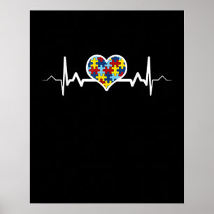 Autistisch   Autisme Heartbeat Puzzle Pride Poster