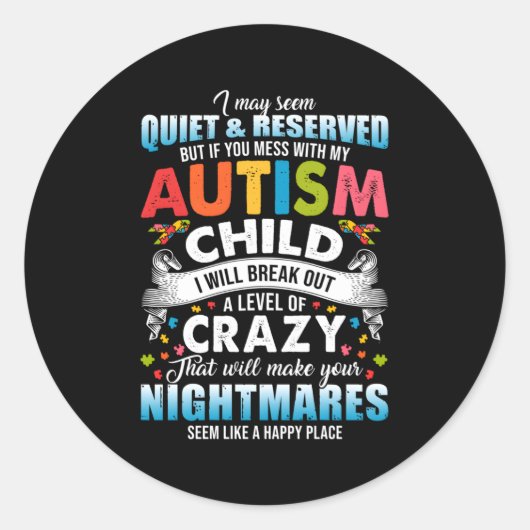 Autistisch bewustzijn Puzzle Piecks Proud Auti Ronde Sticker (Voorkant)