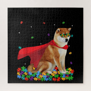 Autistisch   Cool Shiba Inu Dog Hero Autism Puzzle Legpuzzel