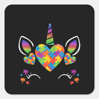 Autistisch | Cute Unicorn Autism Awareness Puzzle Vierkante Sticker