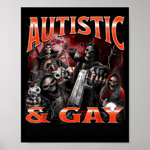 Autistisch En Homo Grappig Harde Skelet Meme Bootl Poster