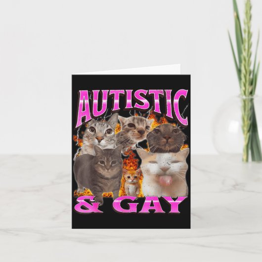 Autistisch En Homo Grappige Kat Meme Bootleg Grafi Kaart (Voorkant)