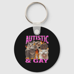 Autistisch en homo grappige kat meme bootleg grafi sleutelhanger
