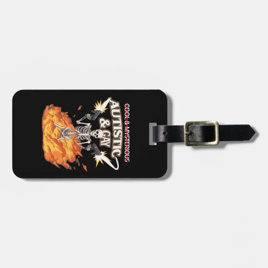 Autistisch en homo skelet grappig autisme bewustzi bagagelabel (Voorkant horizontaal)