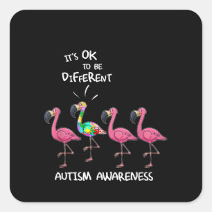 Autistisch Het is oké om een andere Flamingo Pu Vierkante Sticker