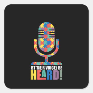 Autistisch   Laat hun stem Autisme-stem horen Vierkante Sticker