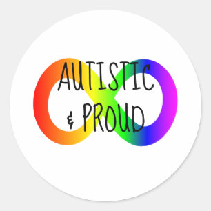 Autistisch & Trots Regenboog Oneindigheid Neurodiv Ronde Sticker