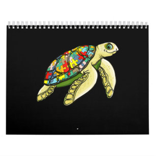 Autistisch  Zee Turtle Puzzle Piece Autisme Awaren Kalender