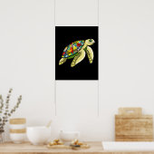 Autistisch |Zee Turtle Puzzle Piece Autisme Awaren Poster (Keuken)