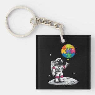 Autistische Astronaut Ballon Ruimte Autisme Bewust Sleutelhanger