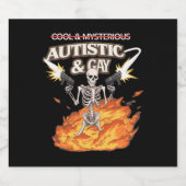 Autistische en homoseksuele skelet grappig autisme bier etiket (Enkel label)