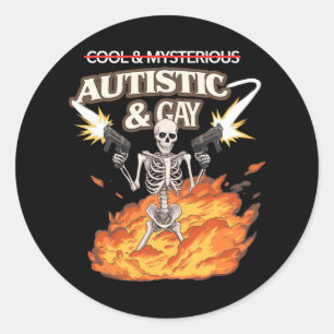 Autistische en Homoseksuele Skelet Grappige Autism Ronde Sticker
