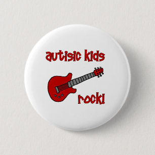Autistische Kinder rots met gitaar (meerdere kleur Ronde Button 5,7 Cm