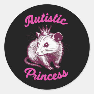 Autistische Prinses Opossum 3  Ronde Sticker