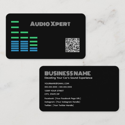 Auto Audio Stereo QR-code Visitekaartje (Voorkant / Achterkant)