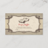 Auto Baby shower  Retro Luier Raffle Informatiekaartje (Voorkant)